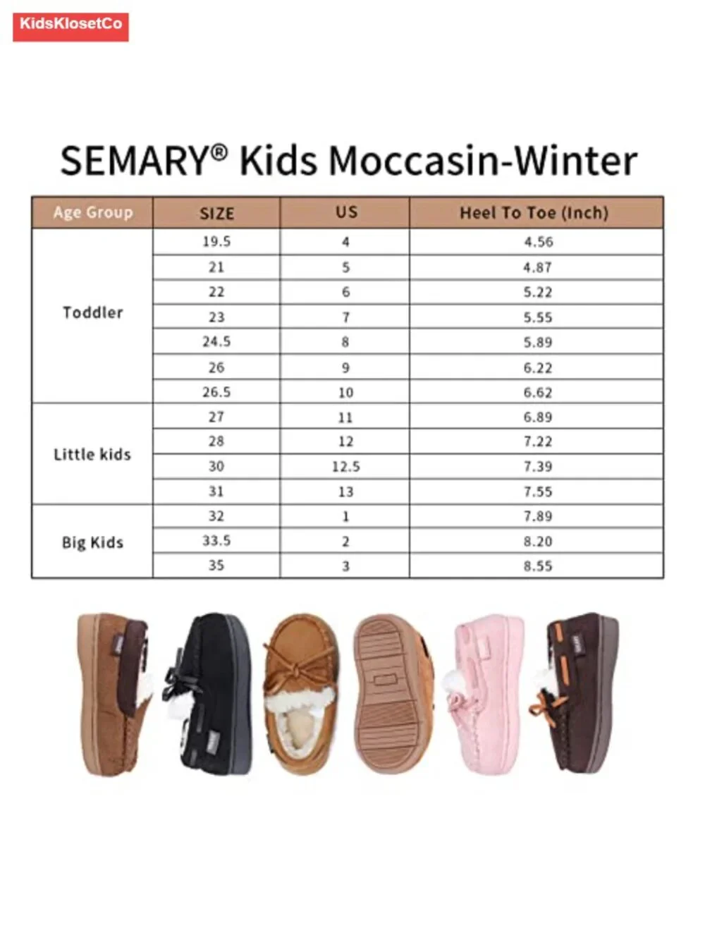 Kids Mocc with Memory Foam, Faux Fur Lined, TPR Sole